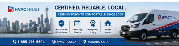 HVACTRUST Toronto HVAC service van promoting certified furnace technicians and same-day heating service across the GTA