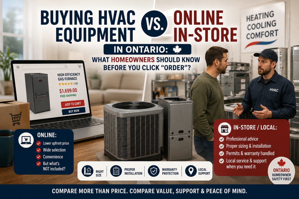 Buying HVAC Equipment Online vs. In-Store in Ontario: What Homeowners Should Know Before You Click “Order”?